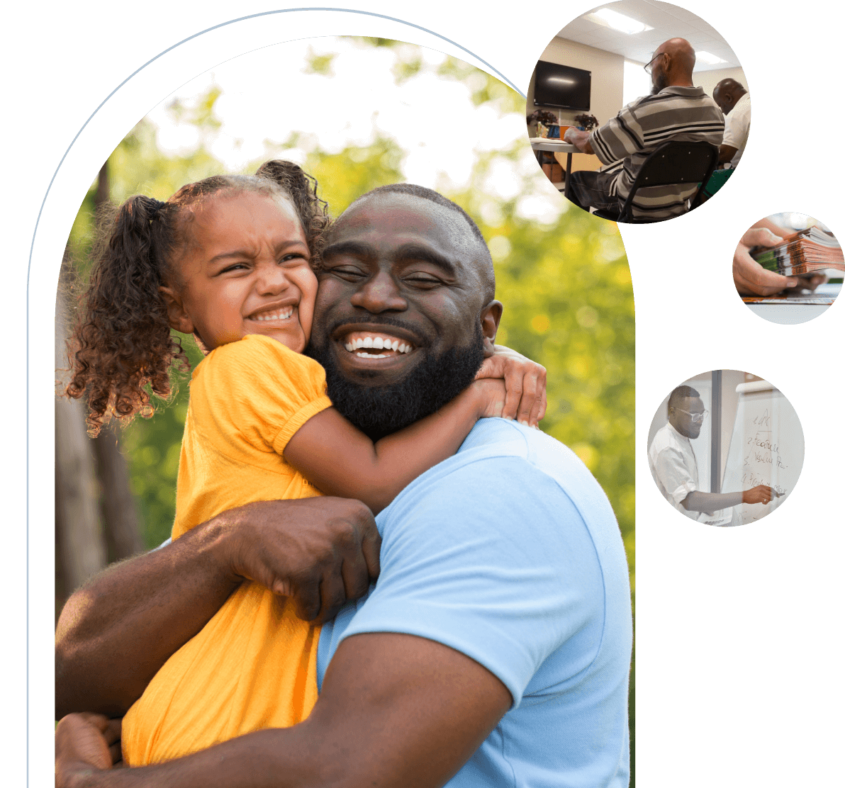 Dad and daughter smiling